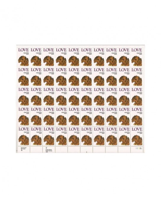 Love Dog Sheet of 50 x 22 Cent US Postage Stamps Scott 2202 $41.15 Collectible Postage Stamps
