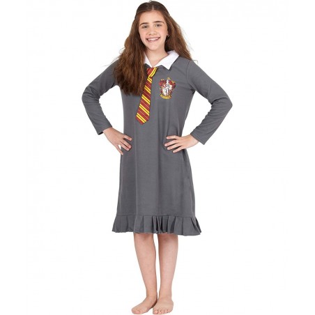 Harry Potter Pajama Girls Hermione Gryffindor Uniform With Tie Fleece Nightgown Costume $33.62 Kids' Costumes
