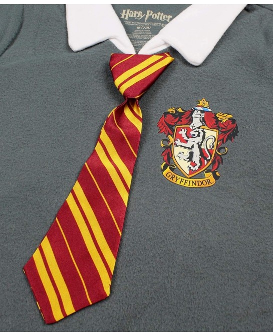 Harry Potter Pajama Girls Hermione Gryffindor Uniform With Tie Fleece Nightgown Costume $33.62 Kids' Costumes