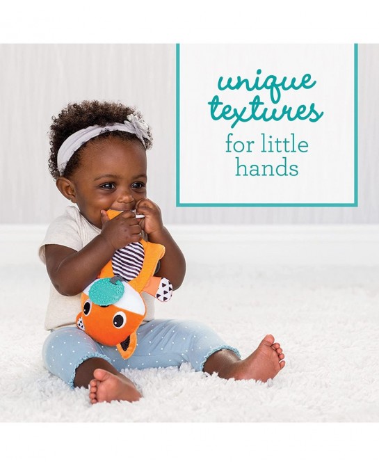 Cuddly Teether Fox Character 3 Textured Teething Places to Soothe Sore Gums BPA-Free Silicone Soft Fabric Textures to Explore...