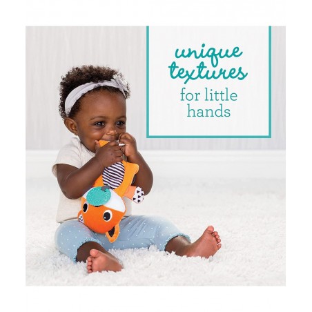 Cuddly Teether Fox Character 3 Textured Teething Places to Soothe Sore Gums BPA-Free Silicone Soft Fabric Textures to Explore...