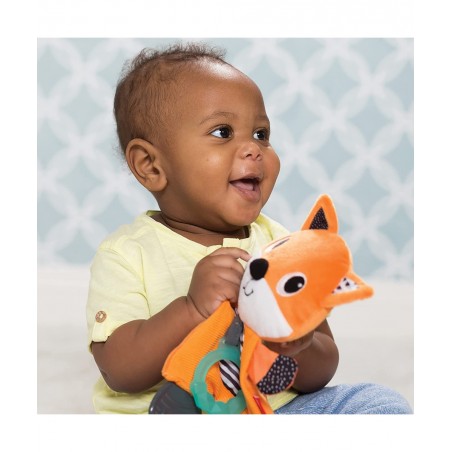 Cuddly Teether Fox Character 3 Textured Teething Places to Soothe Sore Gums BPA-Free Silicone Soft Fabric Textures to Explore...