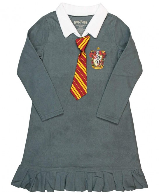 Harry Potter Pajama Girls Hermione Gryffindor Uniform With Tie Fleece Nightgown Costume $33.62 Kids' Costumes