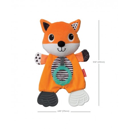Cuddly Teether Fox Character 3 Textured Teething Places to Soothe Sore Gums BPA-Free Silicone Soft Fabric Textures to Explore...