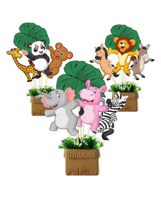 Jungle Animals Party Supplies Table Centerpiece Booth Topper Wild Jungle Animals Cutout Photo Props Stickers for Room Decorat...