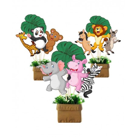 Jungle Animals Party Supplies Table Centerpiece Booth Topper Wild Jungle Animals Cutout Photo Props Stickers for Room Decorat...