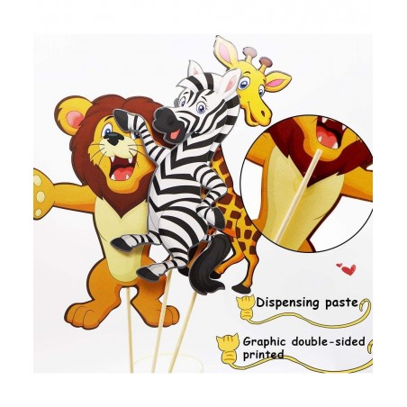Jungle Animals Party Supplies Table Centerpiece Booth Topper Wild Jungle Animals Cutout Photo Props Stickers for Room Decorat...