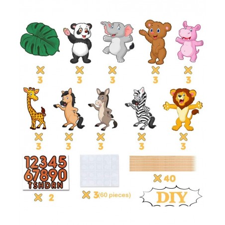 Jungle Animals Party Supplies Table Centerpiece Booth Topper Wild Jungle Animals Cutout Photo Props Stickers for Room Decorat...