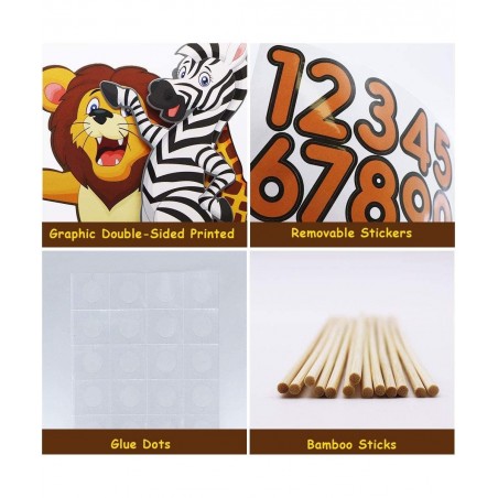Jungle Animals Party Supplies Table Centerpiece Booth Topper Wild Jungle Animals Cutout Photo Props Stickers for Room Decorat...