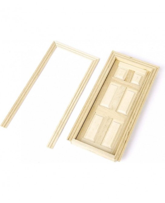 1/12 Scale Dollhouse Miniature Kits 6-Panel Wooden Door DIY Making Accessories $19.06 Dollhouse Accessories