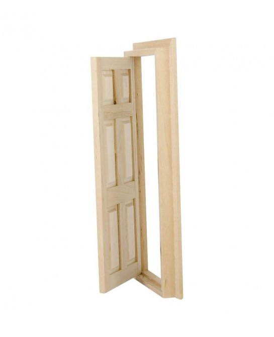 1/12 Scale Dollhouse Miniature Kits 6-Panel Wooden Door DIY Making Accessories $19.06 Dollhouse Accessories