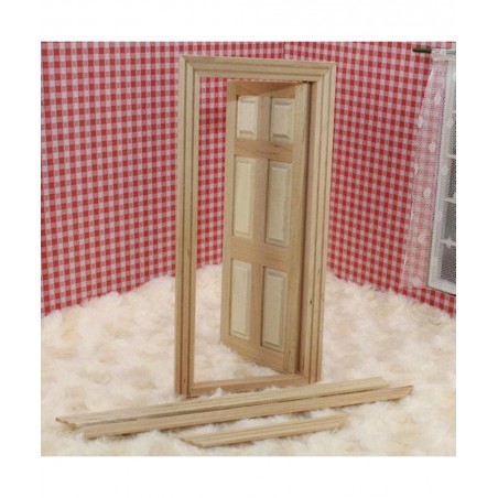 1/12 Scale Dollhouse Miniature Kits 6-Panel Wooden Door DIY Making Accessories $19.06 Dollhouse Accessories
