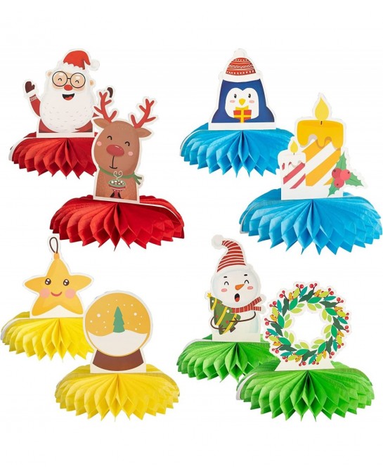 Christmas Honeycomb Table Centerpiece 8 Pcs Assorted Vintage Christmas Paper Centerpiece Signs for Xmas Holiday Party $16.86 ...