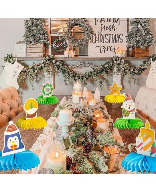 Christmas Honeycomb Table Centerpiece 8 Pcs Assorted Vintage Christmas Paper Centerpiece Signs for Xmas Holiday Party $16.86 ...
