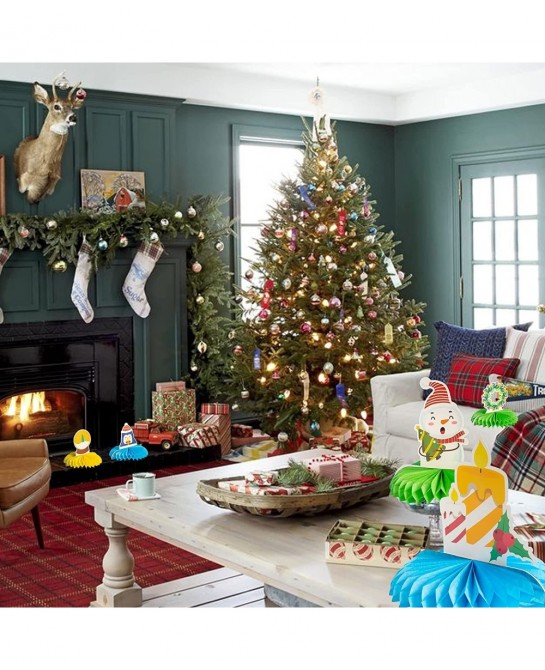 Christmas Honeycomb Table Centerpiece 8 Pcs Assorted Vintage Christmas Paper Centerpiece Signs for Xmas Holiday Party $16.86 ...