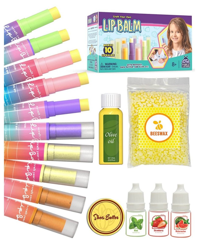 Kids Lip Balm Making Craft Kit with Natural Ingredients - Makes a Great Girls Lip Gloss Set - Great Birthday Gifts for 8 9 10...