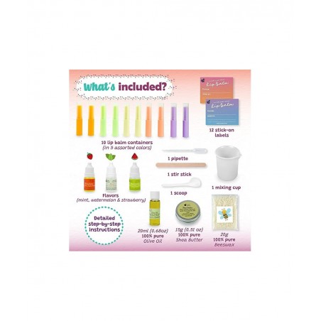 Kids Lip Balm Making Craft Kit with Natural Ingredients - Makes a Great Girls Lip Gloss Set - Great Birthday Gifts for 8 9 10...