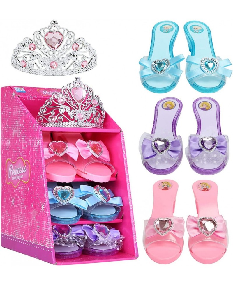 Girls Play Set! Princess Dress Up Shoes and Tiara (3 Pairs of Shoes + 1 Tiara) Role Play Collection Fashion Princess Shoes fo...
