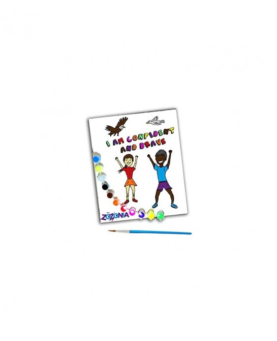 - I Am Confident And Brave Kids Canvas Painting Kit 10"X12". Includes 11 Colors 2 ml Acrylic Paints & Brush. Arts & Crafts fo...