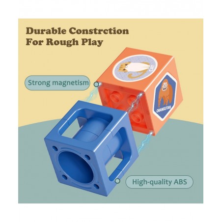 Marble Run Magnetic Stacking Blocks STEM Magnet Building Toy Set Includes 2 Cute Dolls for Imaginative Play Preschool Educati...