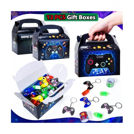 72Pcs Video Game Party Favors Kids Boy Gamer Birthday Gift with Box VIP Pass Holder LED Glasses Rings Toys for Teen Men Game ...