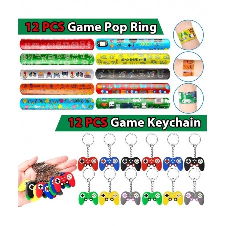 72Pcs Video Game Party Favors Kids Boy Gamer Birthday Gift with Box VIP Pass Holder LED Glasses Rings Toys for Teen Men Game ...