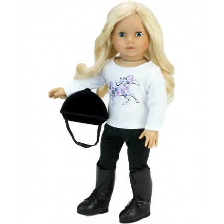 18 Inch Doll Hat Accessories Traditional Black Velvet English Style Riding Helmet with Strap Perfect for the 18 Inch American...