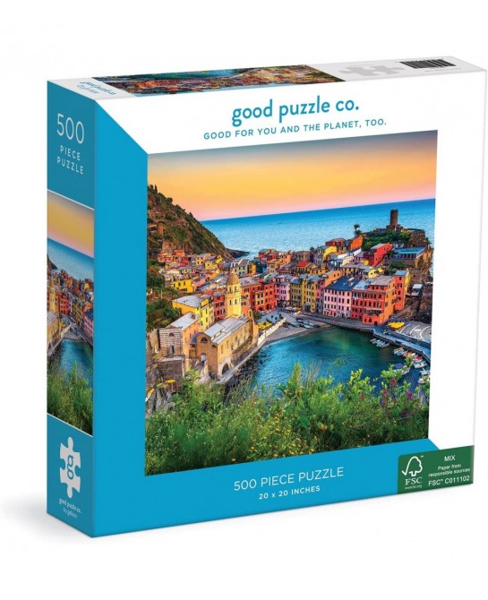 Cinque Terre 500 Piece Jigsaw Puzzle from Good Puzzle Co. - Beautiful Puzzles That Give Back to You and The Planet 100% Recyc...