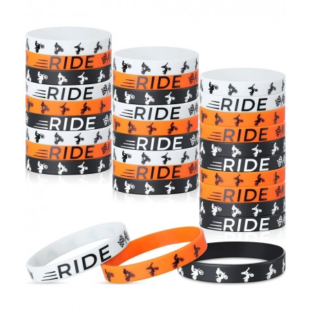 30 Pieces Dirt Bike Party Favors Rubber Bracelets Motocross Silicone Wristbands for Boys Birthday Motocross Game Party Suppli...