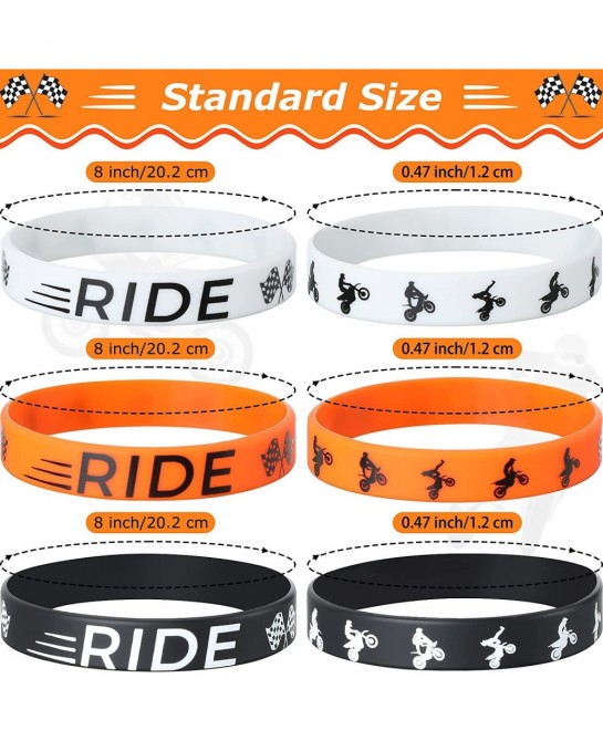 30 Pieces Dirt Bike Party Favors Rubber Bracelets Motocross Silicone Wristbands for Boys Birthday Motocross Game Party Suppli...