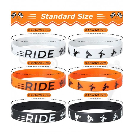 30 Pieces Dirt Bike Party Favors Rubber Bracelets Motocross Silicone Wristbands for Boys Birthday Motocross Game Party Suppli...