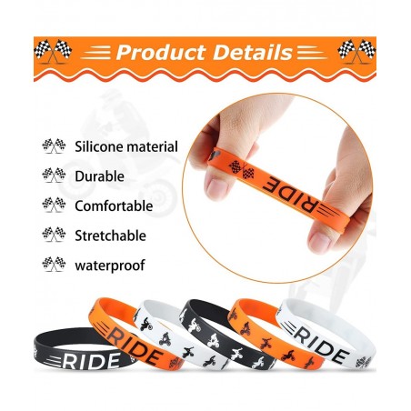 30 Pieces Dirt Bike Party Favors Rubber Bracelets Motocross Silicone Wristbands for Boys Birthday Motocross Game Party Suppli...