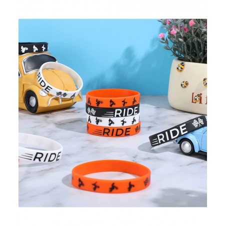 30 Pieces Dirt Bike Party Favors Rubber Bracelets Motocross Silicone Wristbands for Boys Birthday Motocross Game Party Suppli...