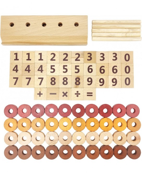 Montessori Toys for Toddlers Wooden Math Number Blocks Counting and Manipulative Toys Basic Math Game Preschool Learning Educ...