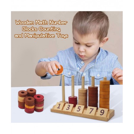 Montessori Toys for Toddlers Wooden Math Number Blocks Counting and Manipulative Toys Basic Math Game Preschool Learning Educ...
