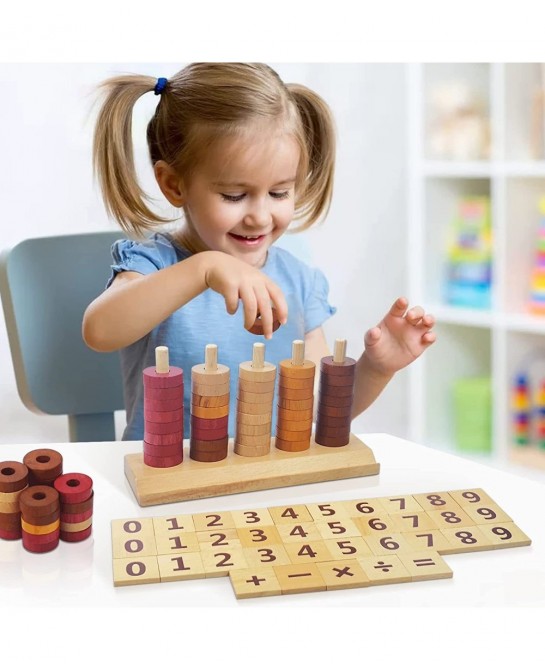 Montessori Toys for Toddlers Wooden Math Number Blocks Counting and Manipulative Toys Basic Math Game Preschool Learning Educ...