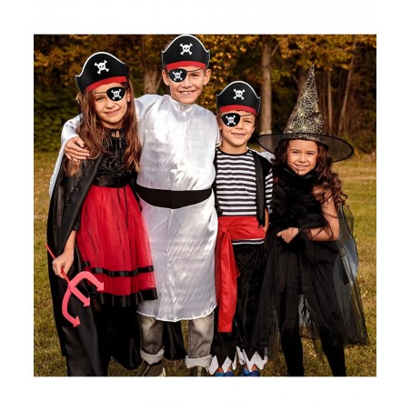 8 Pieces Pirate Costume Accessories Kids Pirate Hat Skull Eye Patch Eye Mask Black Pirate Costume Cape Long Sash Belt for Boy...