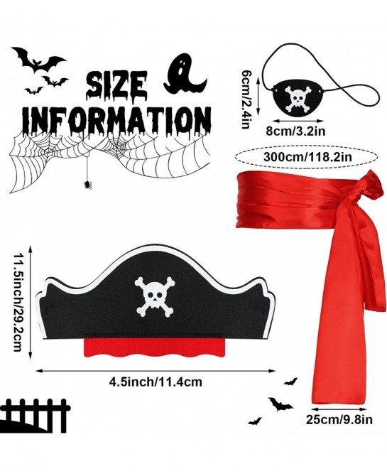 8 Pieces Pirate Costume Accessories Kids Pirate Hat Skull Eye Patch Eye Mask Black Pirate Costume Cape Long Sash Belt for Boy...