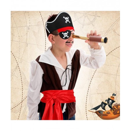 8 Pieces Pirate Costume Accessories Kids Pirate Hat Skull Eye Patch Eye Mask Black Pirate Costume Cape Long Sash Belt for Boy...