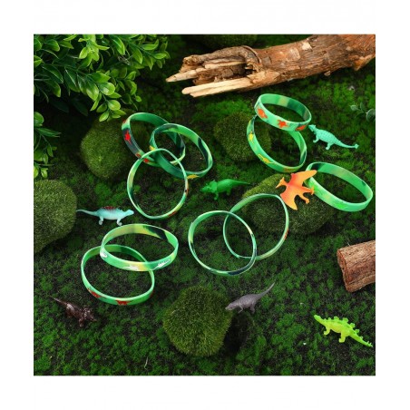 30 Pack Dinosaurs Silicone Wristbands Green Dinosaurs Wristband Bracelets Dinosaur Party Favors Bracelet Gifts Bag Stuffer fo...