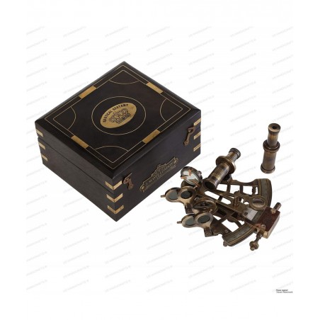 J. Scott London Brass Ship History Sextant with Hardwood Box. Vintage Solid Antique Brass Nautical Functional Maritime Sextan...