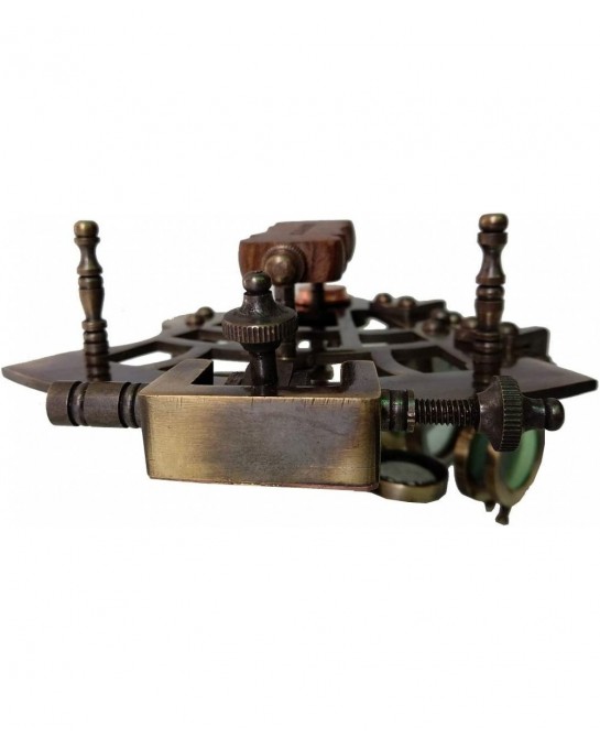 J. Scott London Brass Ship History Sextant with Hardwood Box. Vintage Solid Antique Brass Nautical Functional Maritime Sextan...