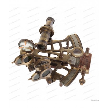 J. Scott London Brass Ship History Sextant with Hardwood Box. Vintage Solid Antique Brass Nautical Functional Maritime Sextan...