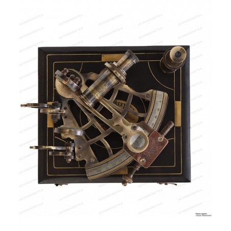 J. Scott London Brass Ship History Sextant with Hardwood Box. Vintage Solid Antique Brass Nautical Functional Maritime Sextan...