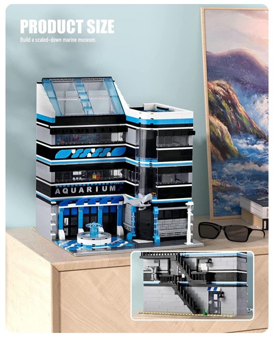 Street Ocean Museum Aquarium Building Blocks and Engineering Toy Construction Set to Build Model Set and Assembly Toy for Tee...