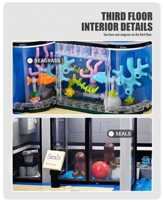 Street Ocean Museum Aquarium Building Blocks and Engineering Toy Construction Set to Build Model Set and Assembly Toy for Tee...