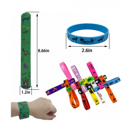 54Pc Kids Halloween Party Favors Slap Bracelets Rubber Wristbands Mochi Squishy Assorted Gifts for Kids Halloween Trick or Tr...