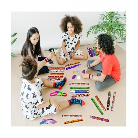 54Pc Kids Halloween Party Favors Slap Bracelets Rubber Wristbands Mochi Squishy Assorted Gifts for Kids Halloween Trick or Tr...