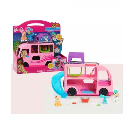 Barbie Pet Camper 11-Pieces Toy Figures and Playset Kids Toys for Ages 3 Up Pink $23.96 Doll Playsets