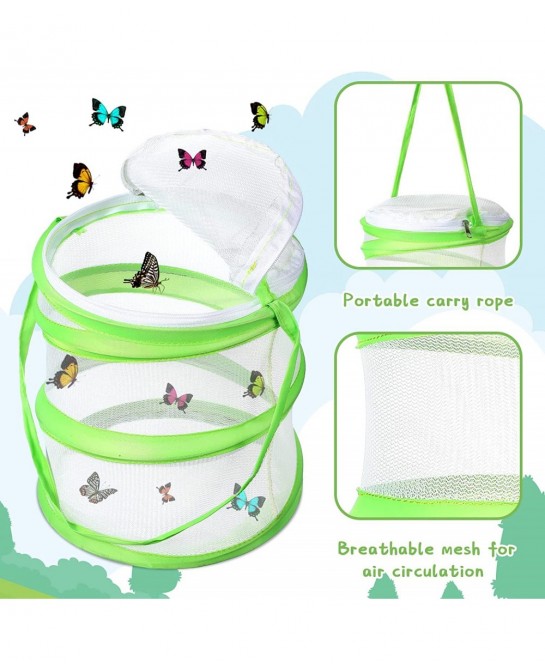 4 Pack Butterfly Habitat Cage Mesh Bug Cage Mini Butterfly Net Habitat Clear Container Terrarium Pop Up 5.51 x 7.09 Inches $2...